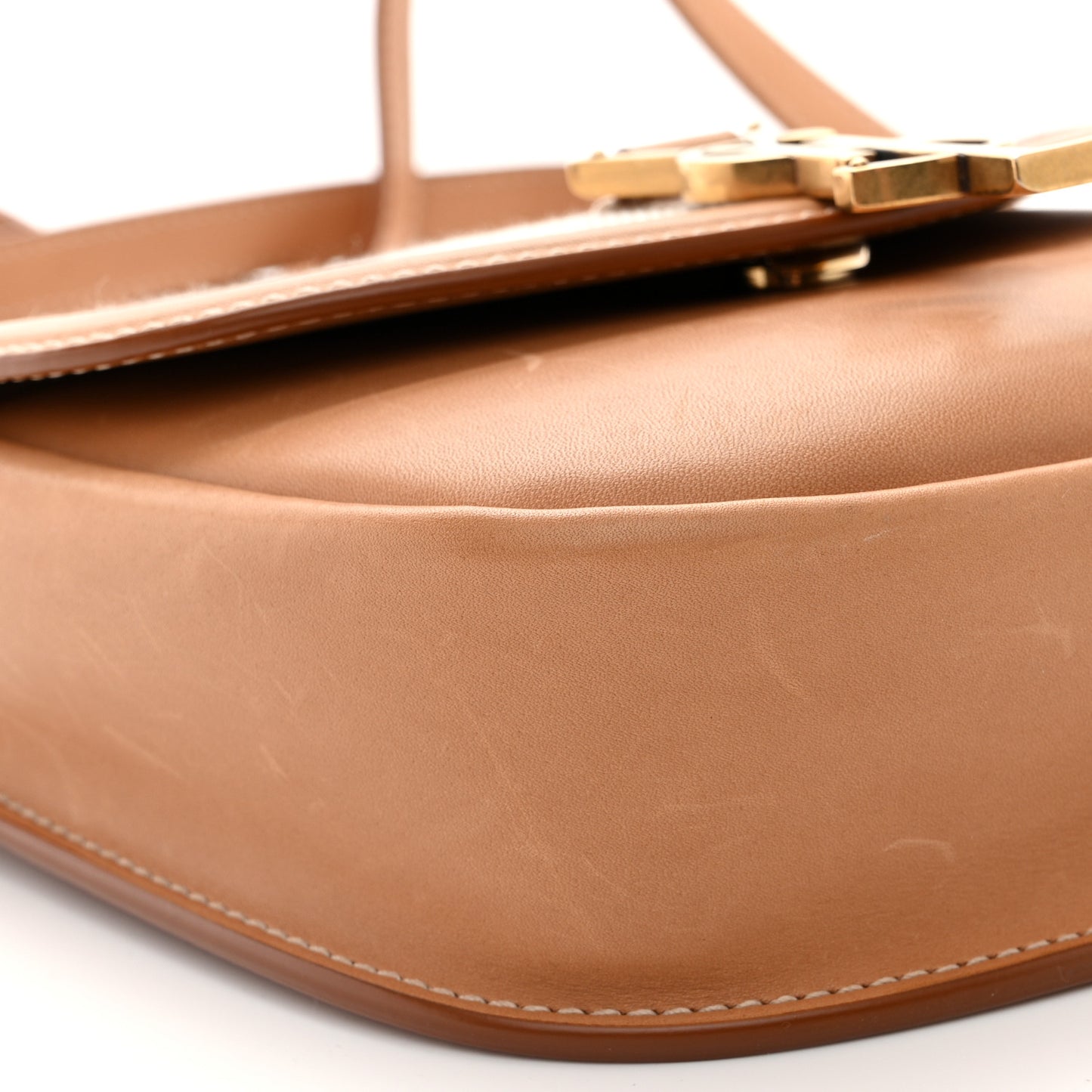 SAINT LAURENT Smooth Calfskin Cotton Canvas Small Kaia Satchel Natural Beige
