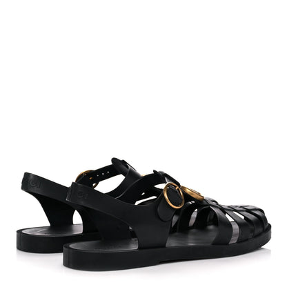 Gucci Rubber Mens Buckle Strap Sandal 8 Black 4 of 12