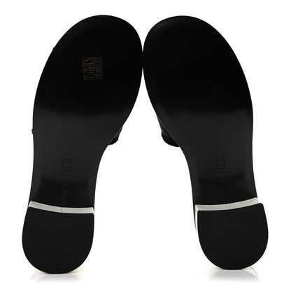 Chanel Cotton Logo Mule Sandals 40 Black White 6 of 10