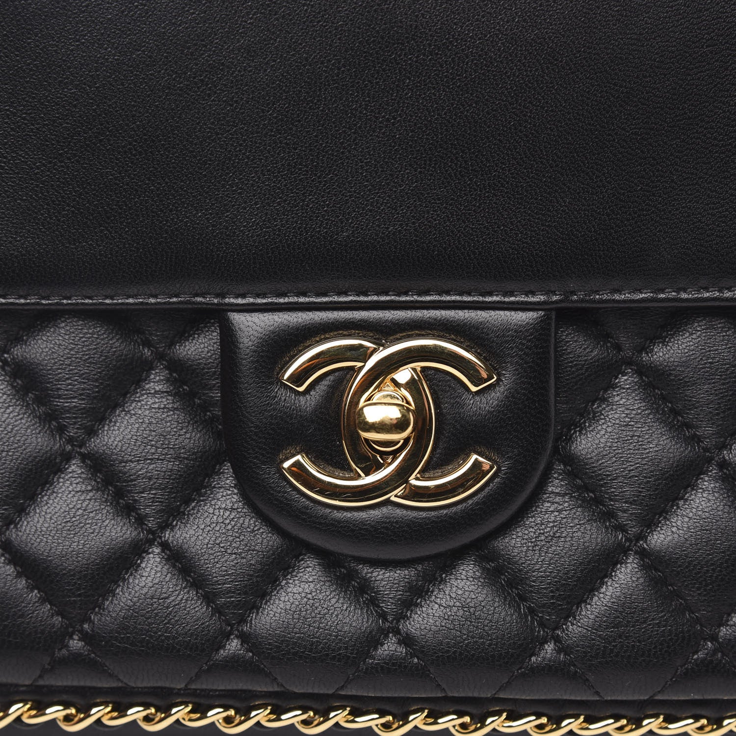 Chanel Lambskin Quilted Large CC Unchained Crossbody Black 10 of 13
