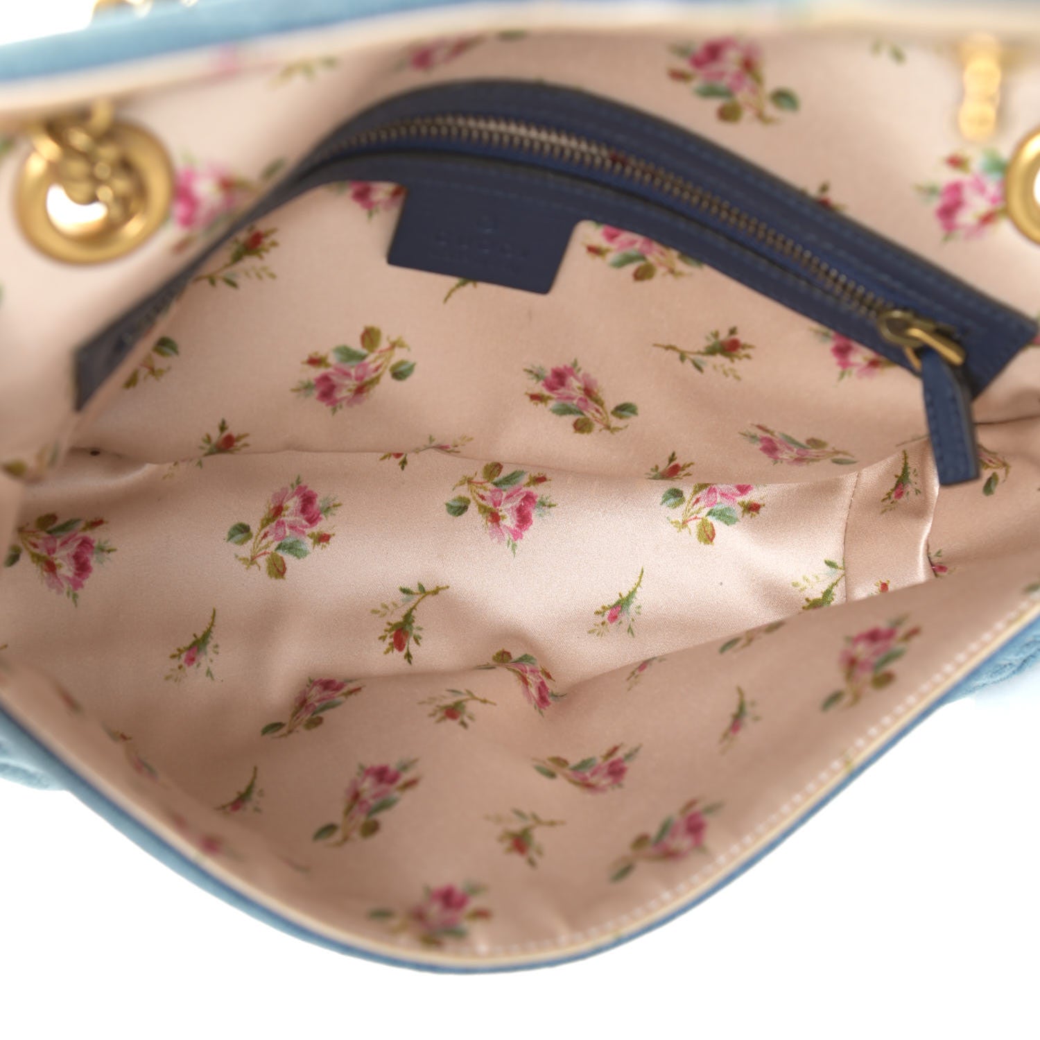 Gucci Denim Matelasse Small Pearly GG Marmont Shoulder Bag Blue 6 of 9