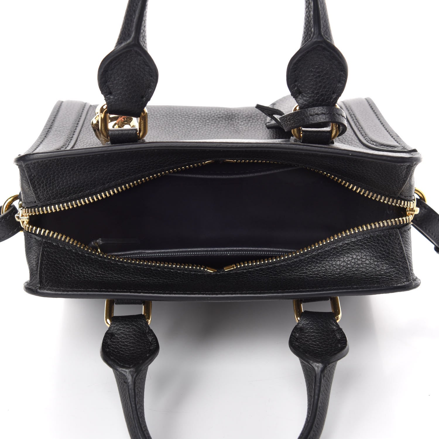 Alexander McQueen Pebbled Calfskin Mini Skull Padlock Zip Around Tote Black 5 of 10