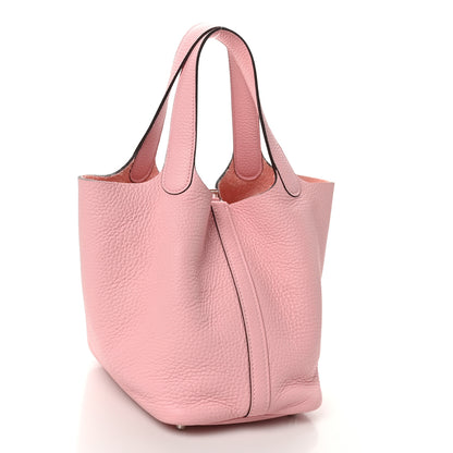 Hermes Taurillon Clemence Picotin Lock 18 PM Rose Sakura 3 of 10