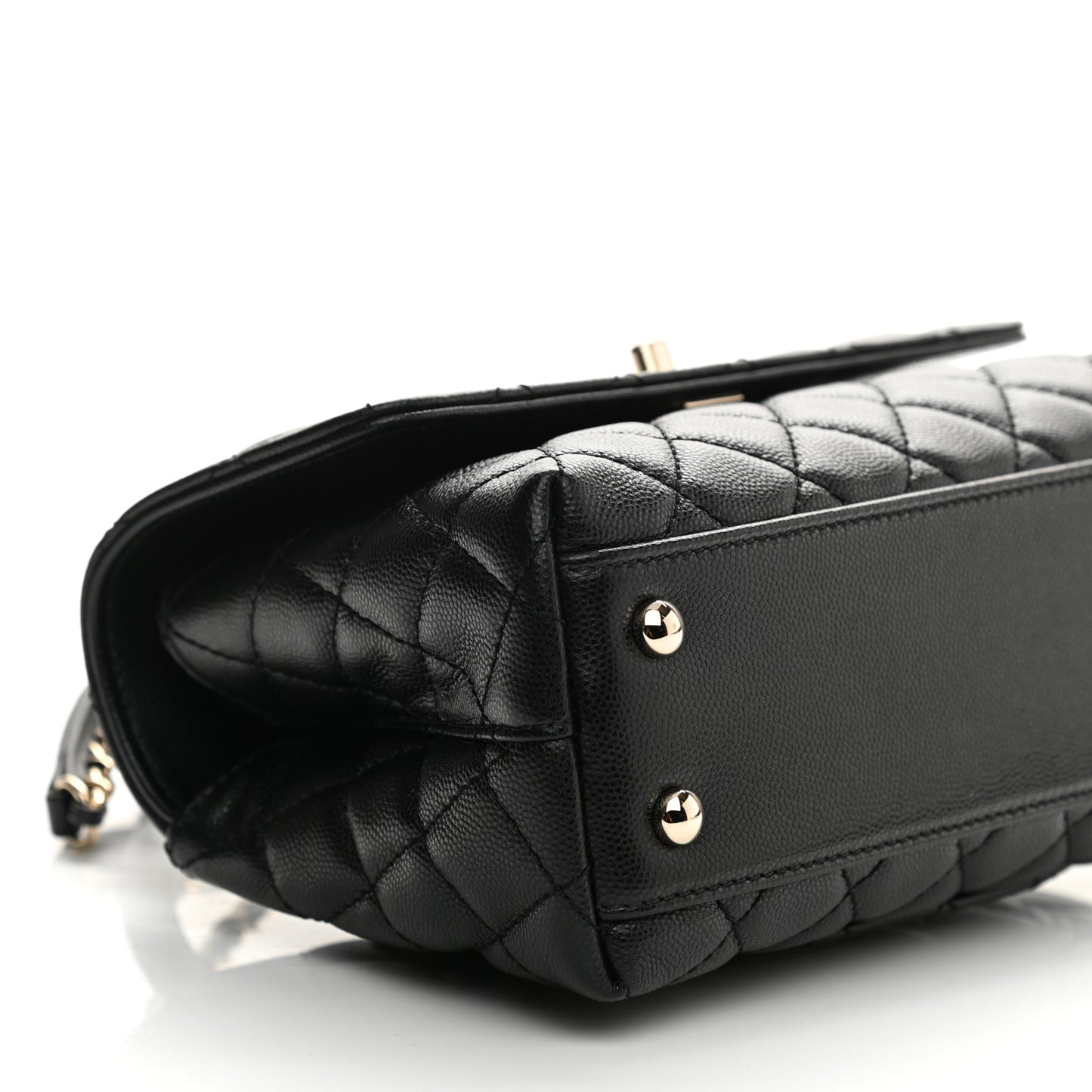 Caviar Quilted Mini Coco Handle Flap Black