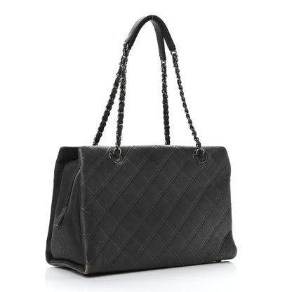 Chanel Calfskin Diamond Embossed Large CC Zip Shopping Tote Grey 3 of 14