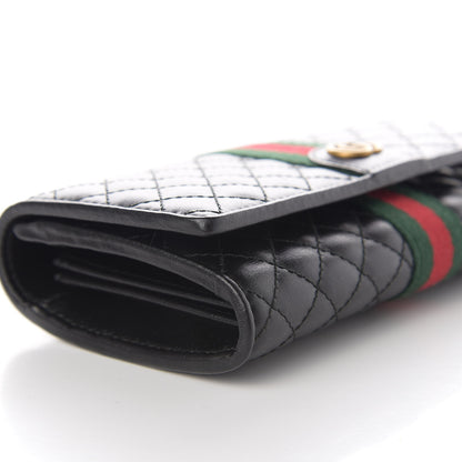 Gucci Calfskin Web Trapuntata GG Continental Wallet Black 9 of 13