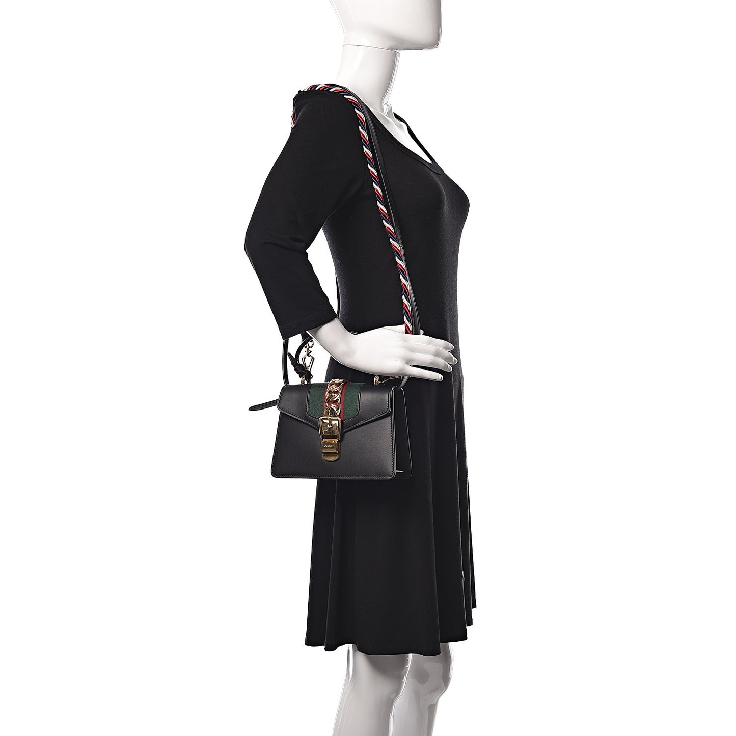 Calfskin Mini Sylvie Top Handle Bag Black