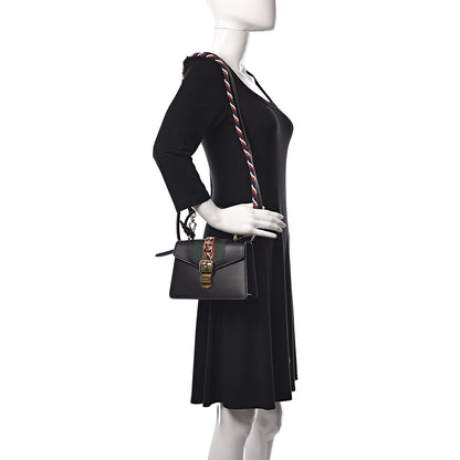 Gucci Calfskin Mini Sylvie Top Handle Bag Black 2 of 12