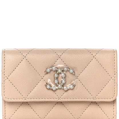 Chanel Caviar Pearl Quilted Coco Candy Flap Card Holder Beige 9 of 12