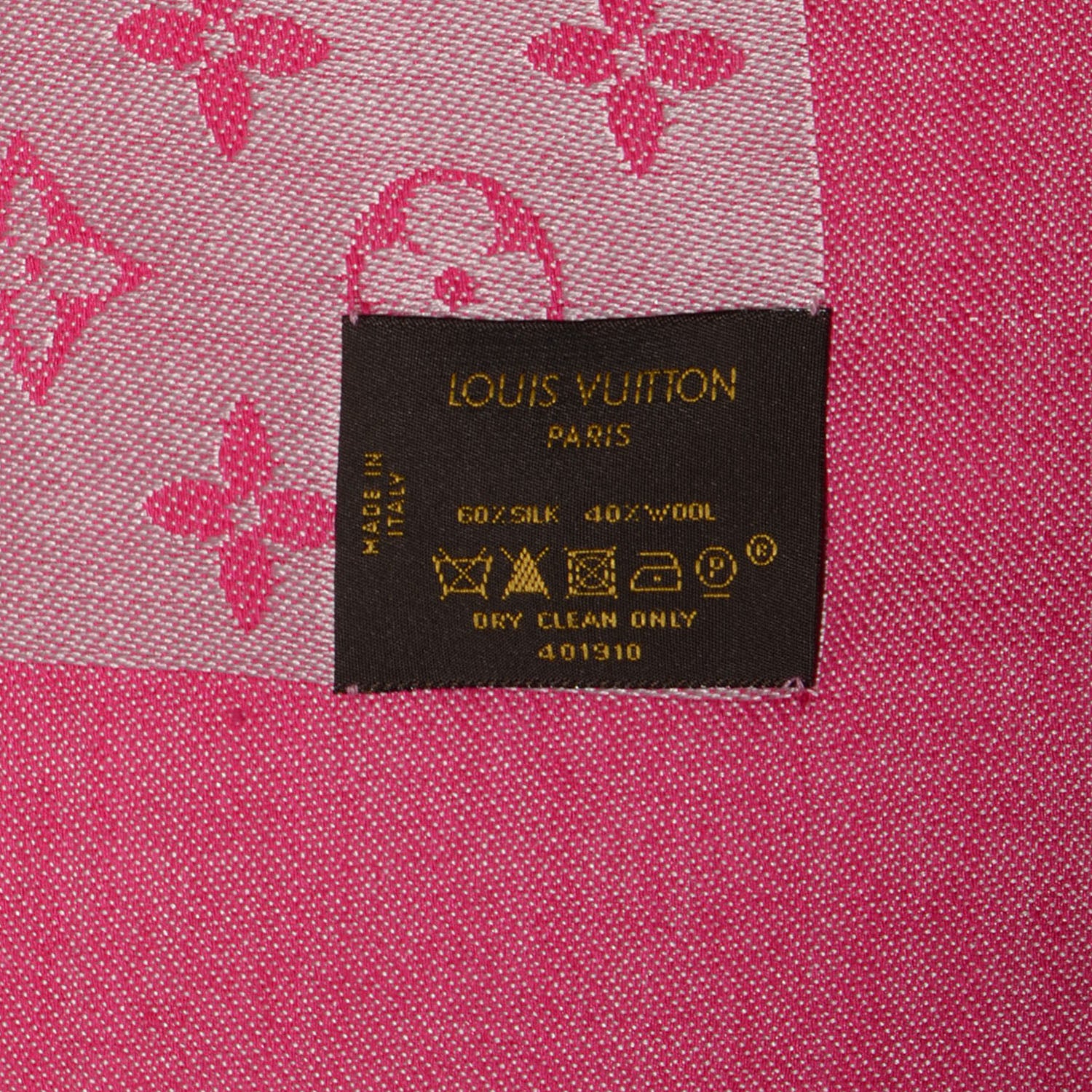 Louis Vuitton Silk Wool Monogram Denim Shawl Pivoine 5 of 5