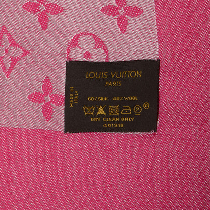 Louis Vuitton Silk Wool Monogram Denim Shawl Pivoine 5 of 5