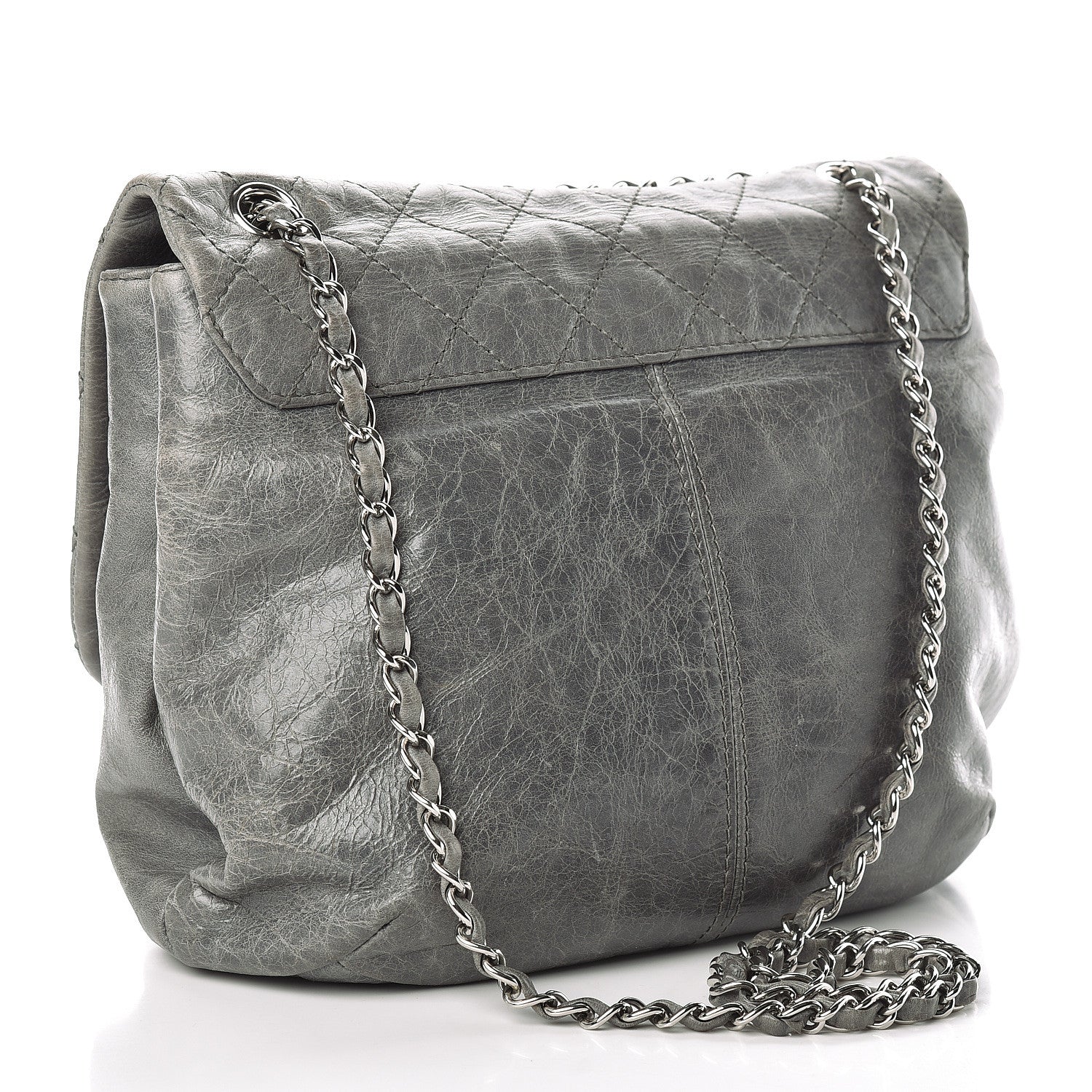 Chanel Shiny Lambskin Quilted Medium Trianon Messenger Flap Gris Fonce 3 of 11