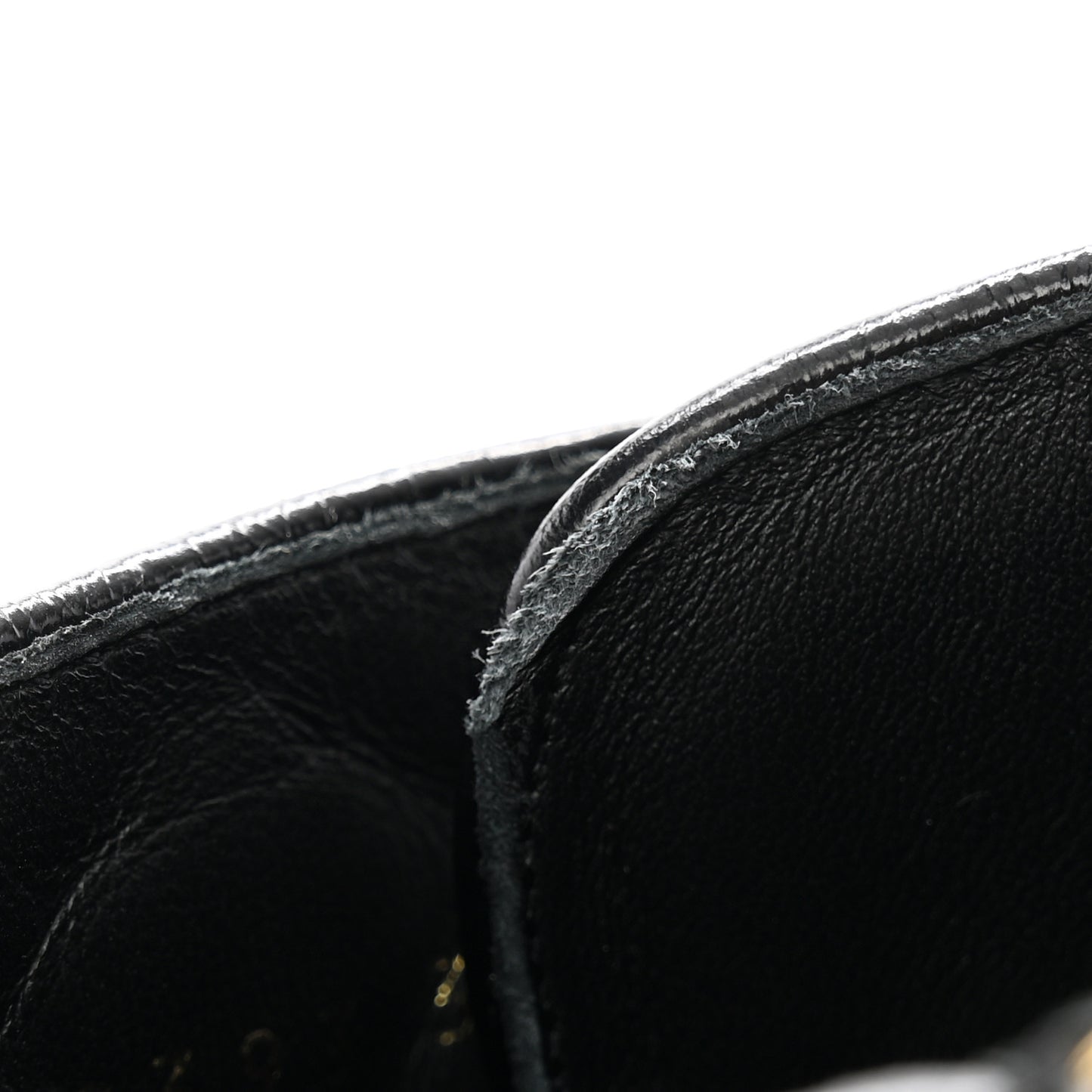 Shiny Calfskin Patent Quilted Chain Lace Up Combat Boots 36 Black