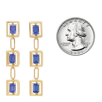 Tiffany 18K Yellow Gold Tanzanite Jewel Box Drop Earrings 2 of 5