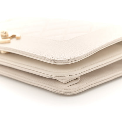 Chanel Caviar Quilted Vintage Mademoiselle Wallet On Chain WOC White 10 of 15