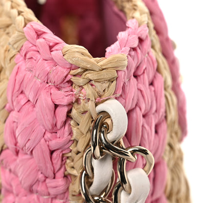 Chanel Raffia Chain Venice Beach Basket Flap Bag Beige Pink 12 of 12