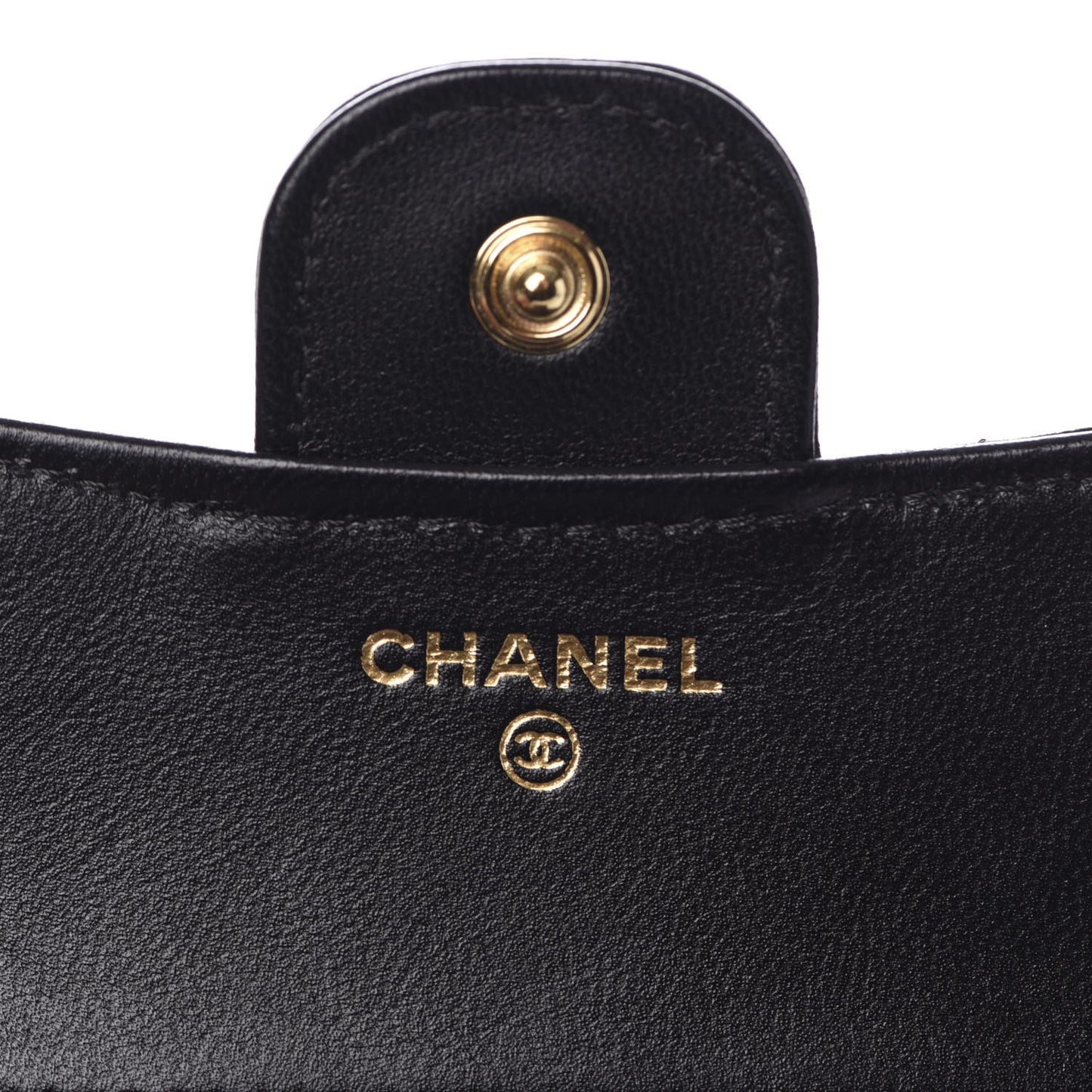 Lambskin Quilted Compact Flap Wallet Black