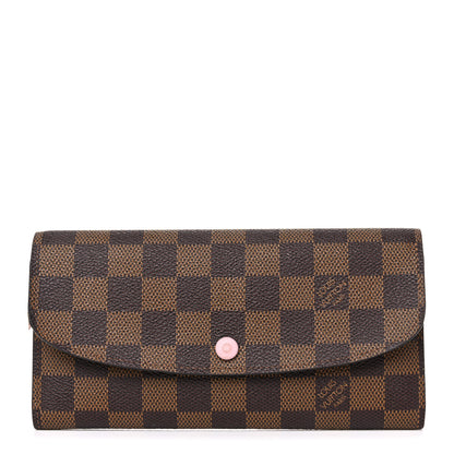 Louis Vuitton Damier Ebene Emilie Wallet Rose Ballerine 1 of 15