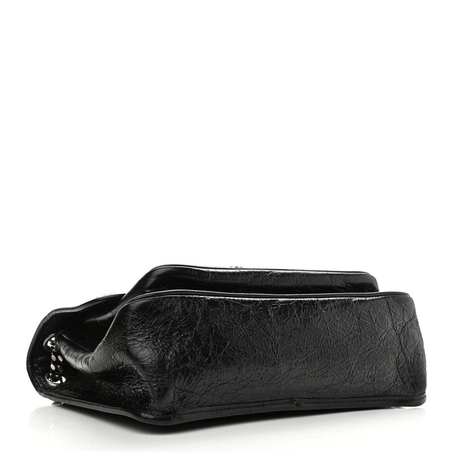 Crinkled Calfskin Matelasse Monogram Medium Niki Chain Satchel Black