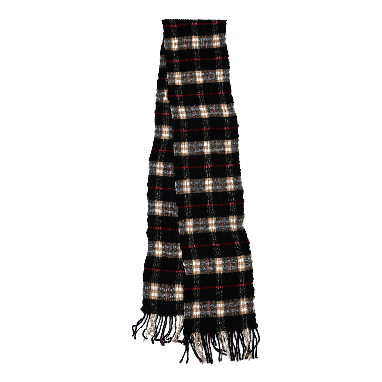 Merino Wool Cashmere Fringe Scarf Black
