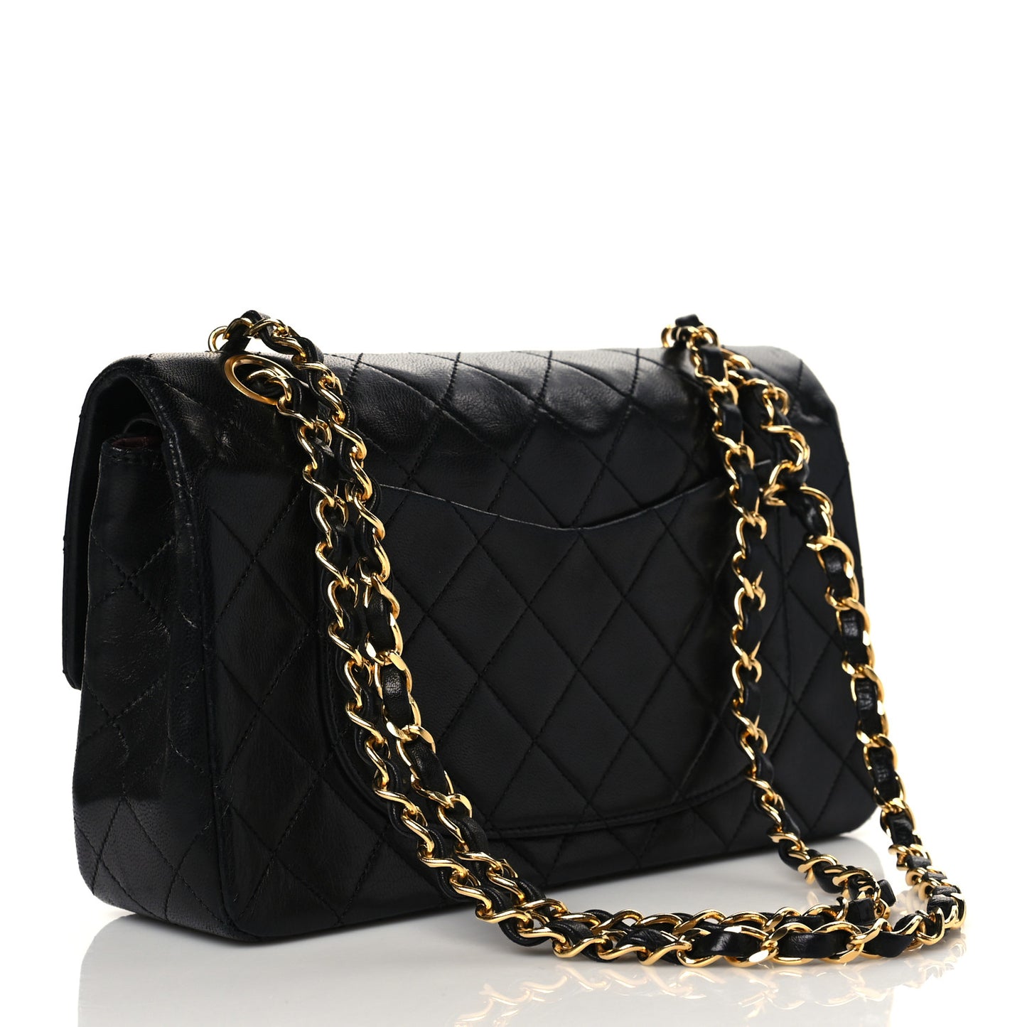 Lambskin Quilted Medium Double Flap Black