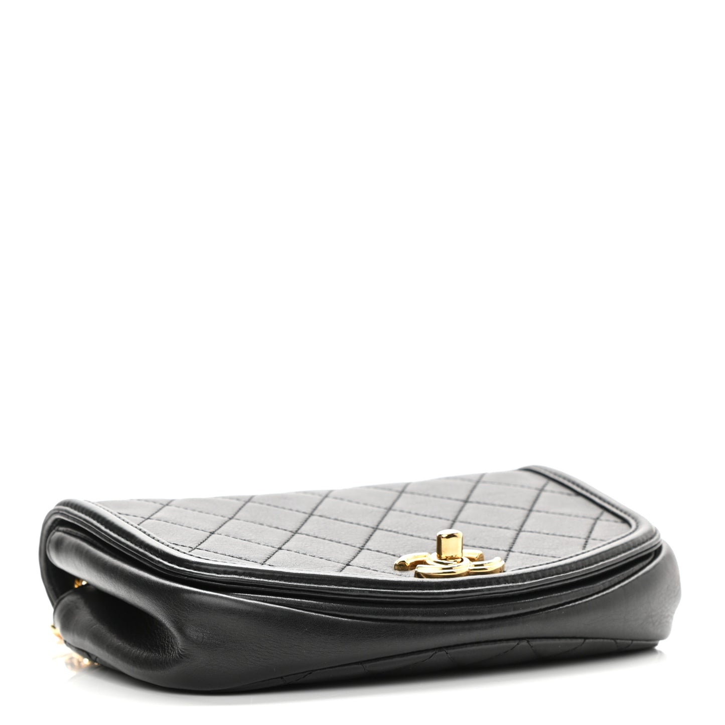Calfskin Quilted Small Underline Flap Black