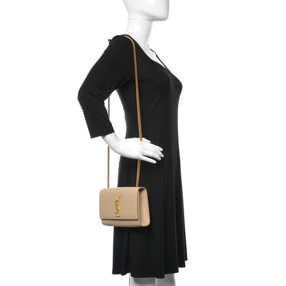 Saint Laurent Grain De Poudre Small Monogram Kate Satchel Nude Powder 2 of 9