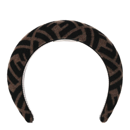Fendi Wool Cashmere FF Logo Headband Tobacco 1 of 7