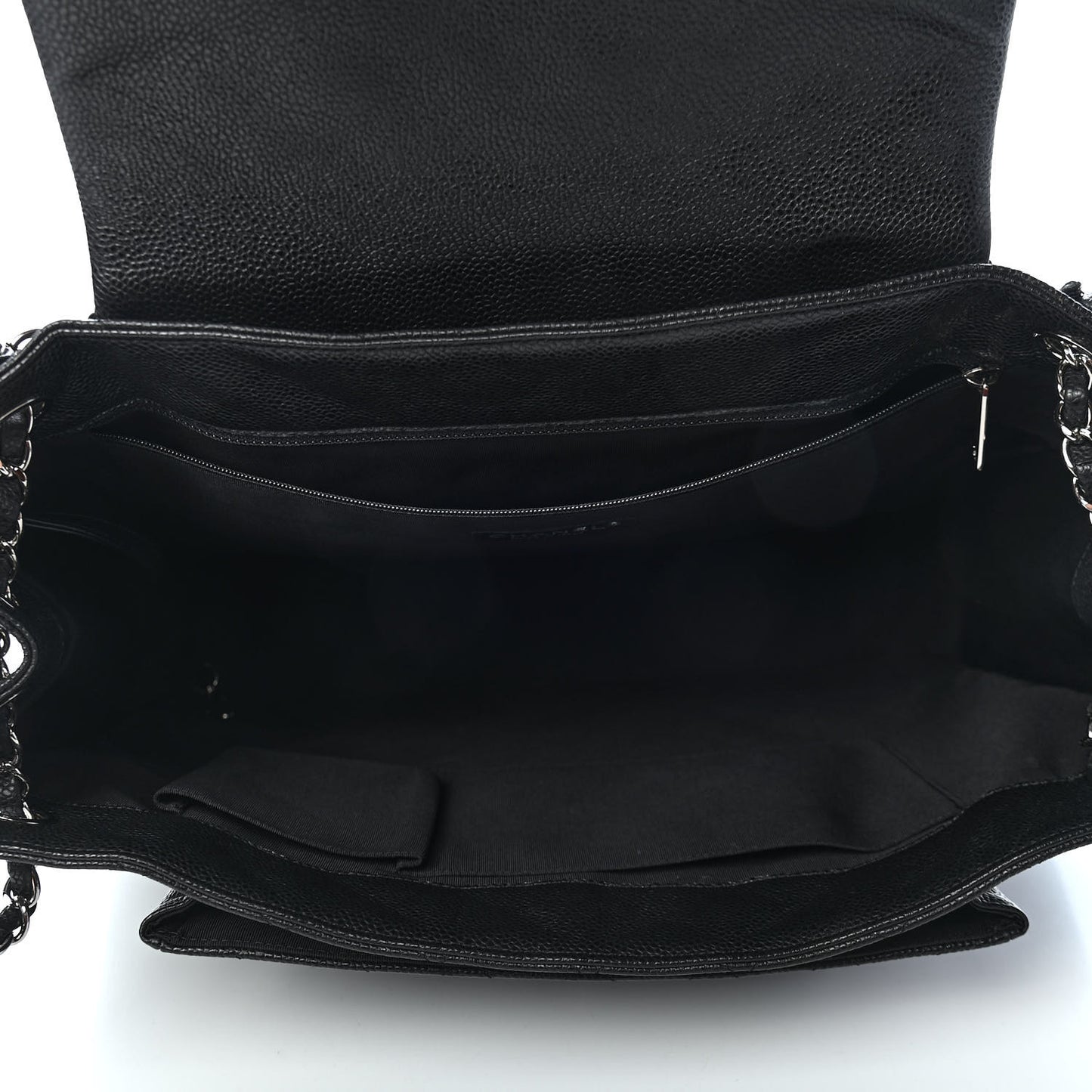 Caviar Quilted Flap Tote Black