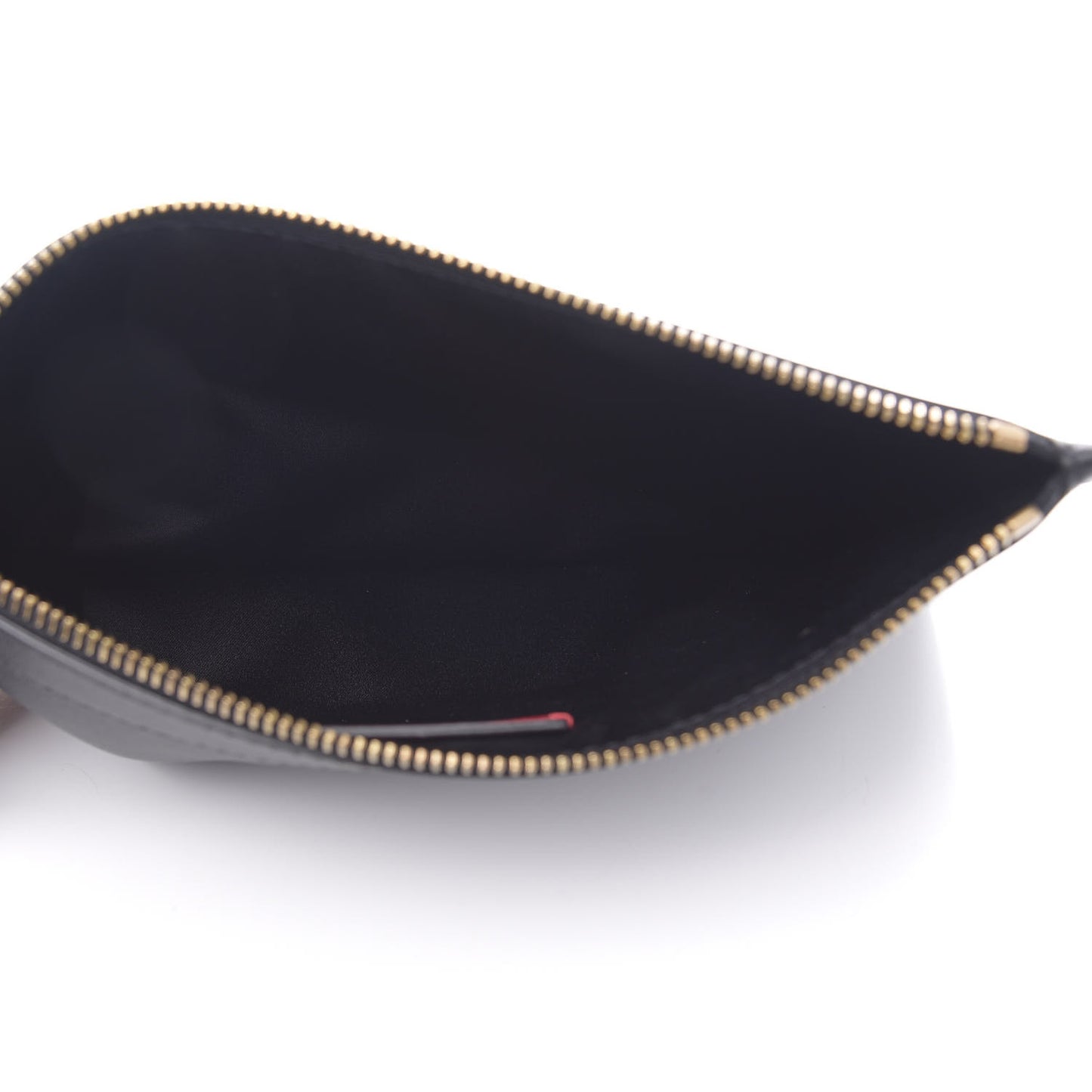 Calfskin Vlogo Zip Wristlet Pouch Black