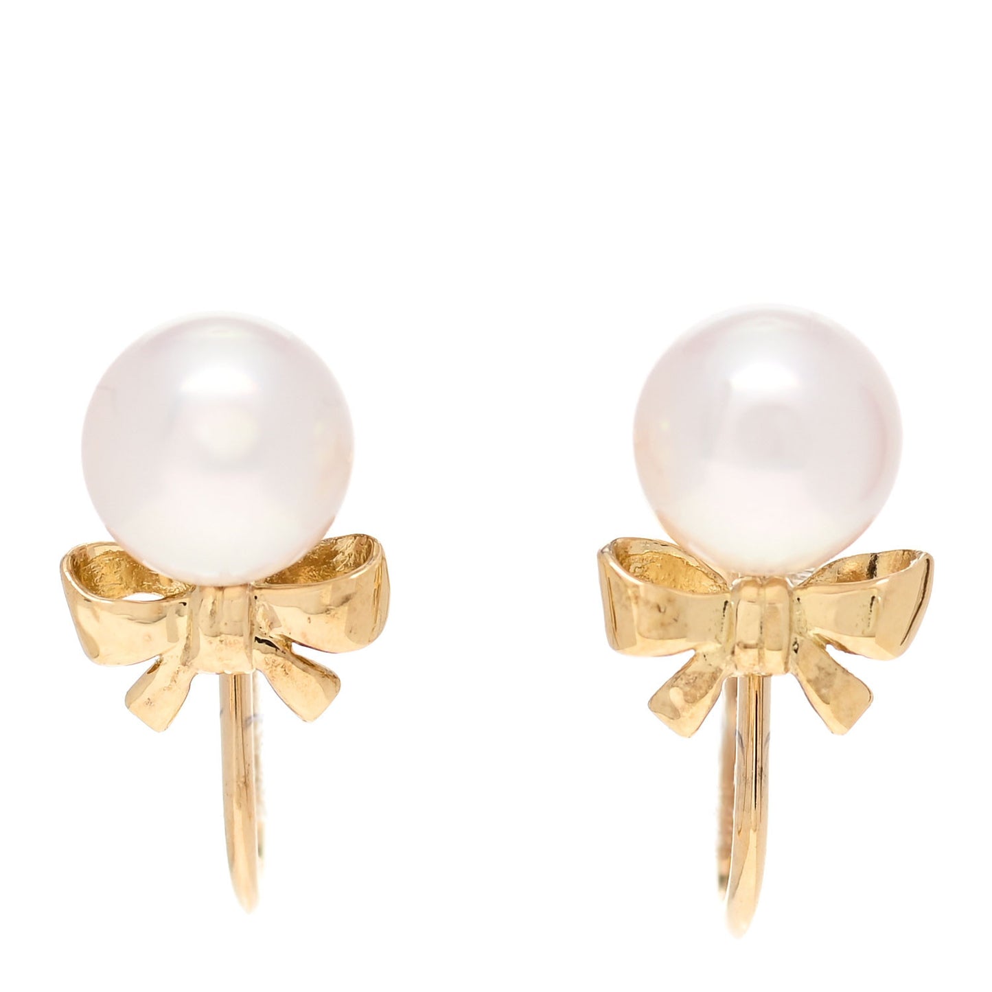18K Yellow Gold Akoya Pearl 6-6.5mm Ribbon Screw-Back Earrings