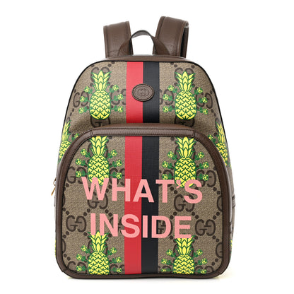Gucci Jumbo GG Supreme Monogram Textured Dollar Calfskin Small Pineapple What's Inside Retro Interlocking G Backpack Beige Ebony Green Pink New Acero 1 of 10