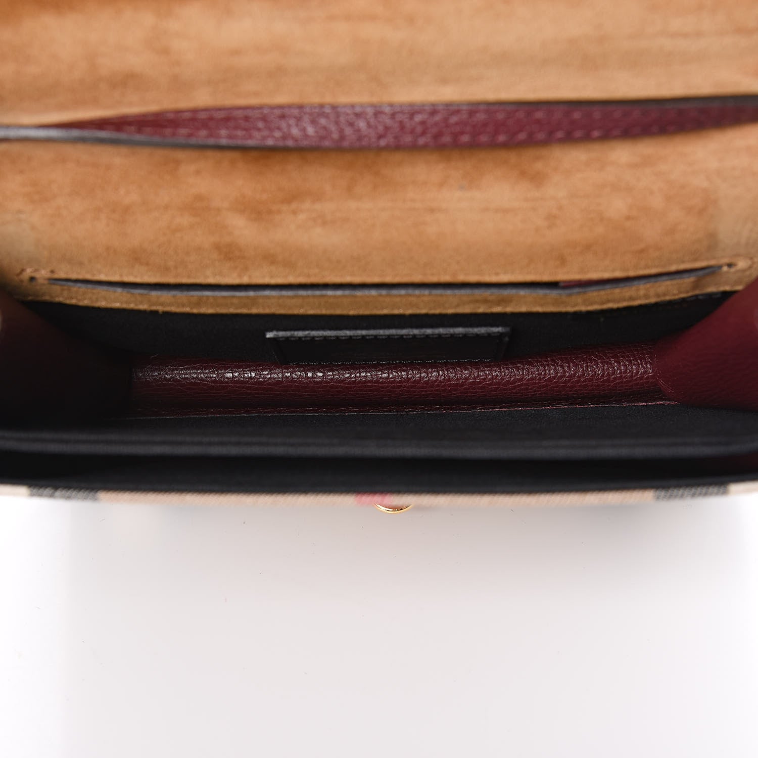 Burberry Derby Calfskin House Check Small Macken Crossbody Bag Mahogany Red 5 of 10