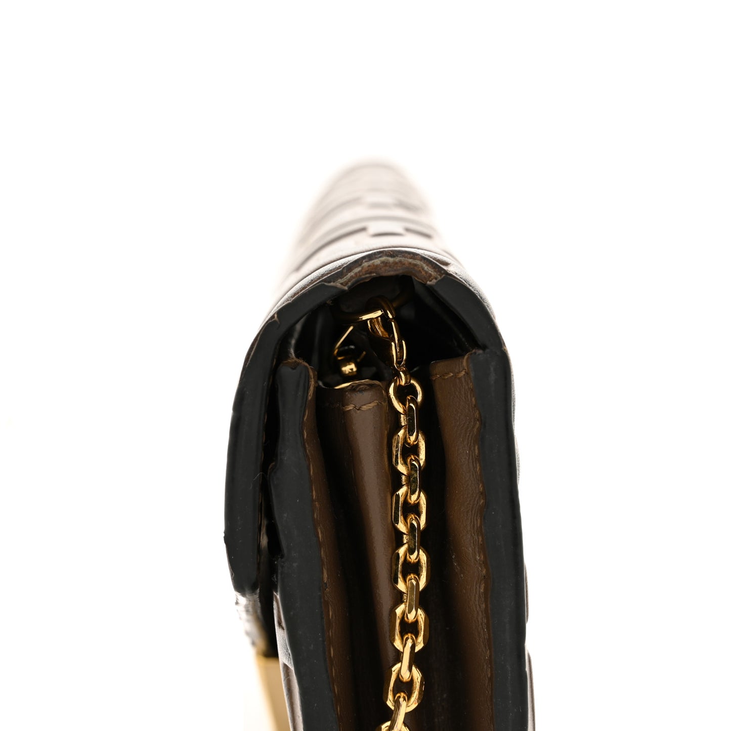 Vitello Soft FF Diamonds Continental Envelope Wallet On Chain Maya Black