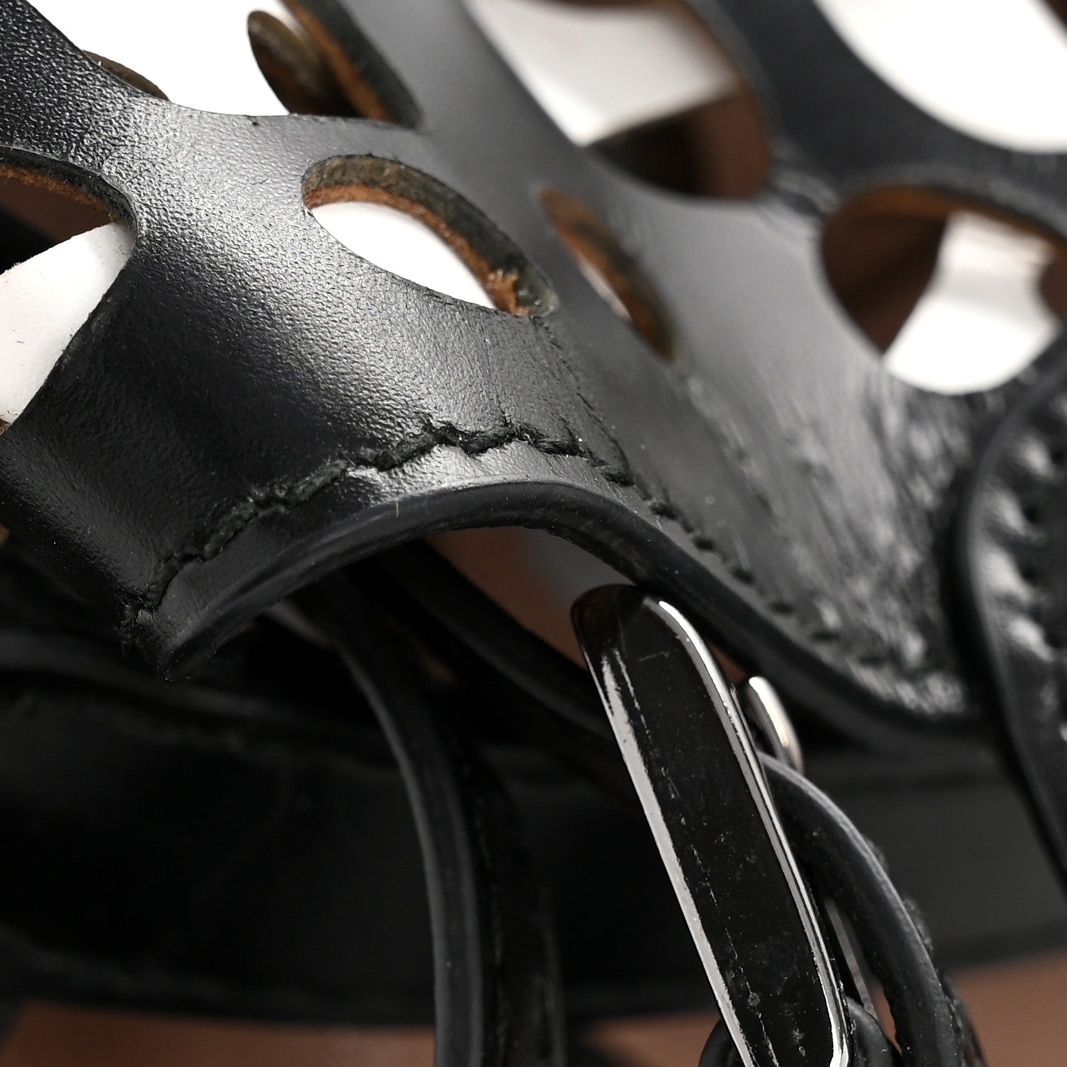 Alaia Calfskin Laser Cut Bucket Bag Black White 30 of 34