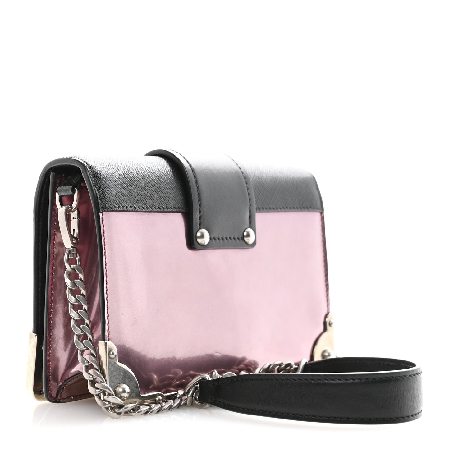 Metallic Vitello Saffiano Cahier Bag Ibisco Black