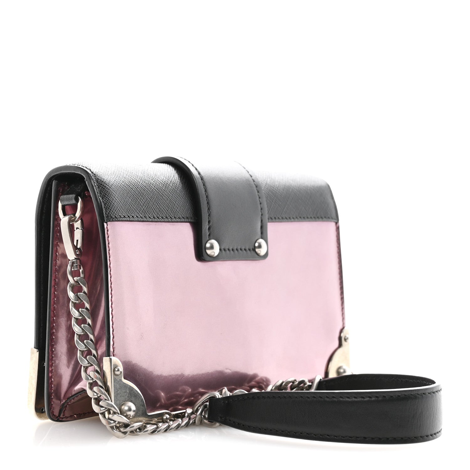 Prada Metallic Vitello Saffiano Cahier Bag Ibisco Black 3 of 13