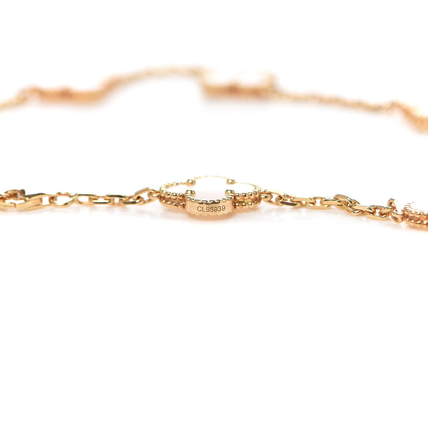 18K Yellow Gold Mother of Pearl 10 Motifs Vintage Alhambra Necklace
