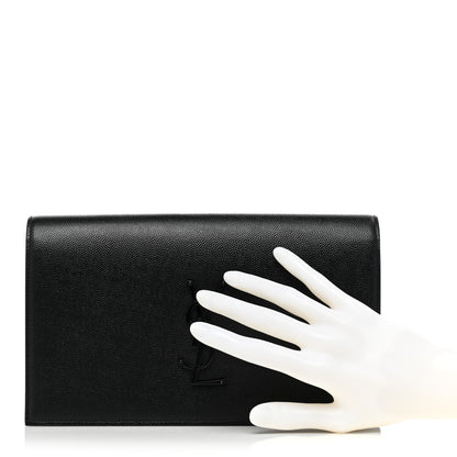 Saint Laurent Grain De Poudre Classic Monogram Kate Clutch Black 2 of 8