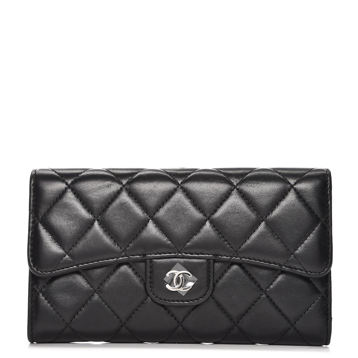 Chanel Lambskin Quilted Large Flap Wallet Black 1 of 7