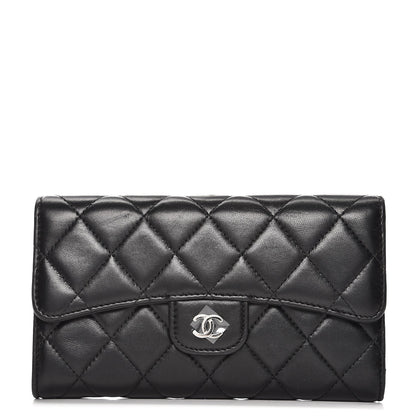 Chanel Lambskin Quilted Large Flap Wallet Black 1 of 7