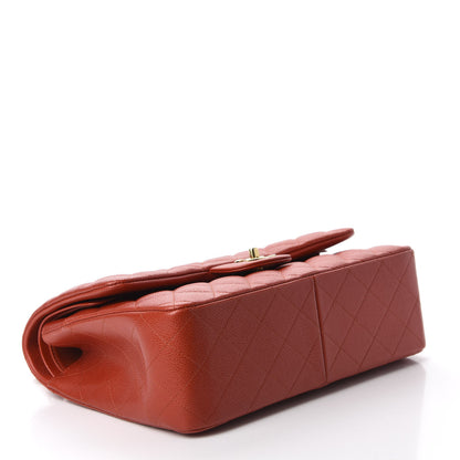 Chanel Pearly Caviar Quilted Jumbo Double Flap Orange 4 of 10