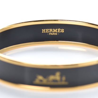 Hermes Enamel Printed Medium Caleche Bracelet 65 Black 4 of 5
