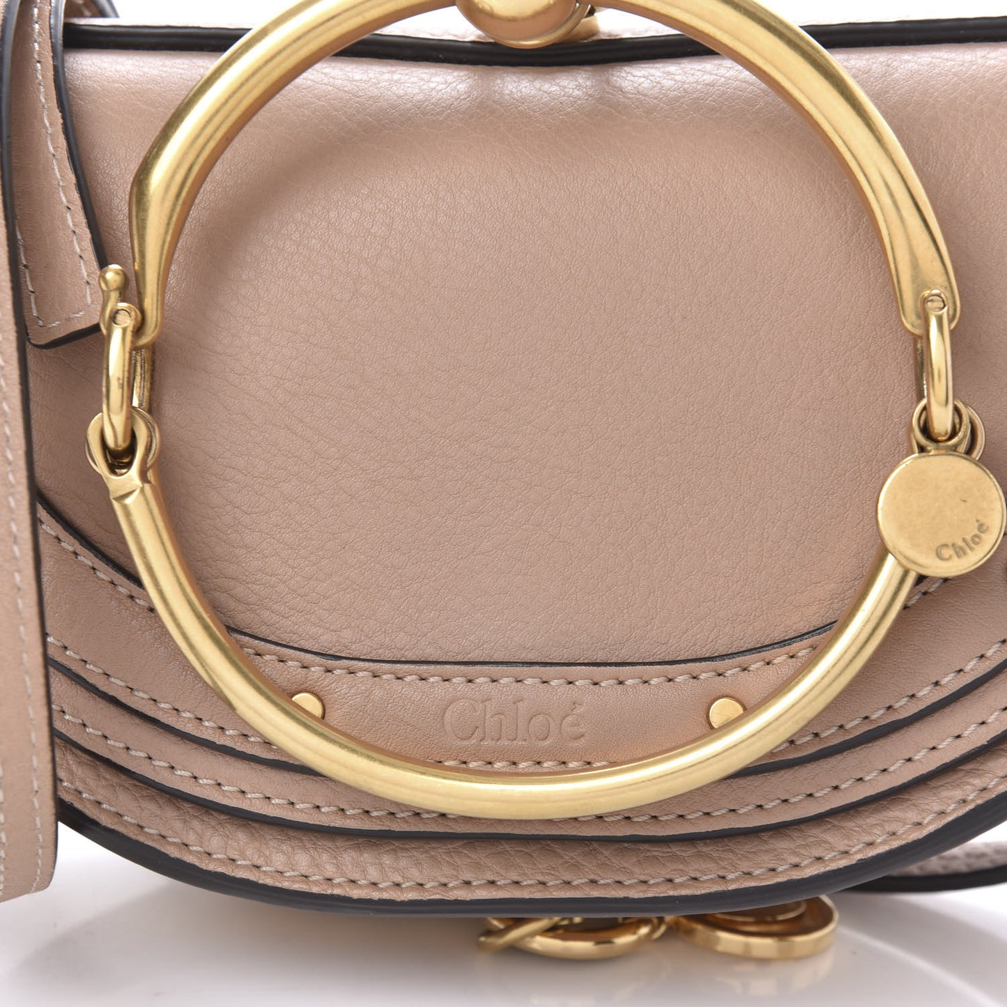 Calfskin Small Nile Bracelet Minaudiere Bag Biscotti Beige