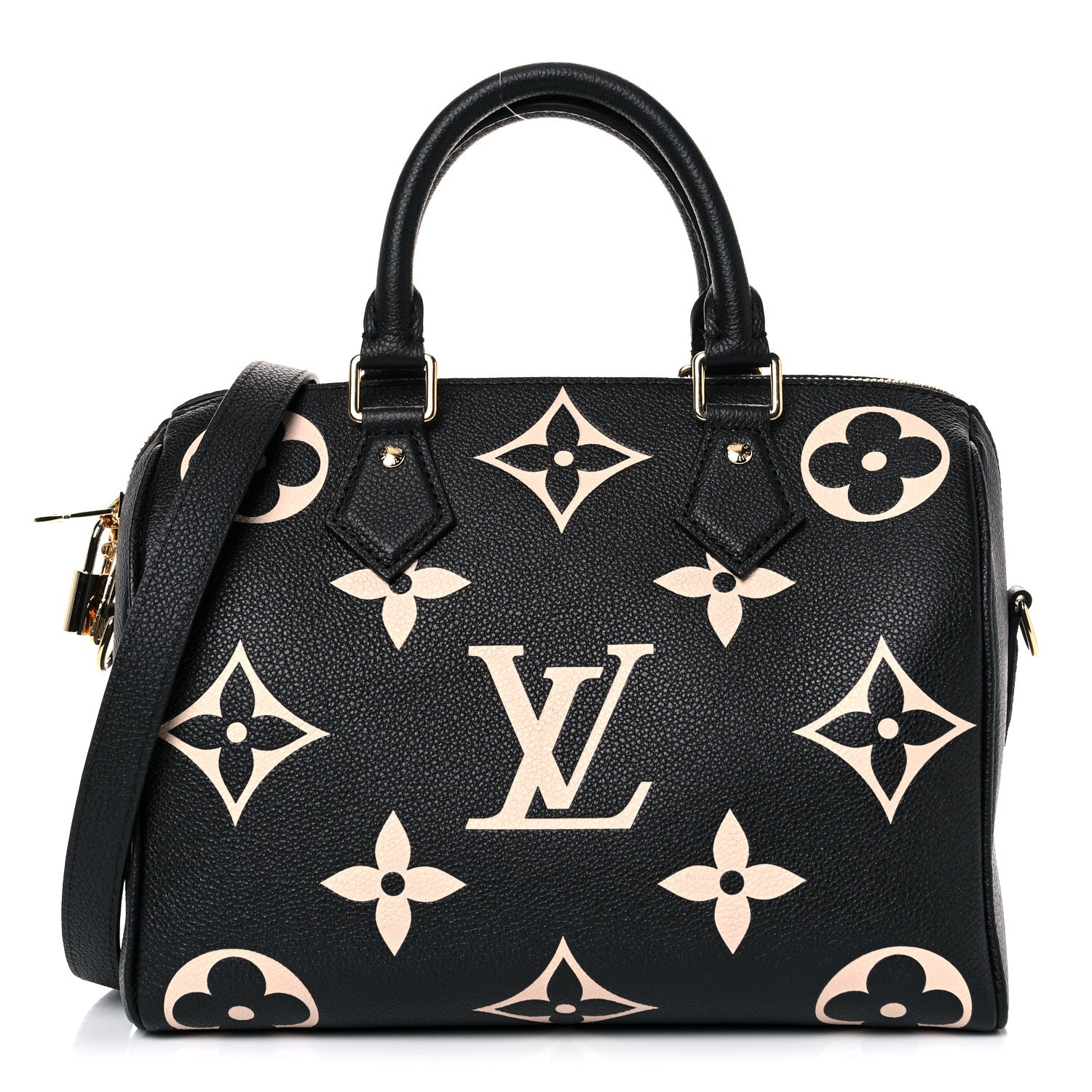 Louis Vuitton Empreinte Monogram Giant Speedy Bandouliere 25 Black Beige 1 of 8