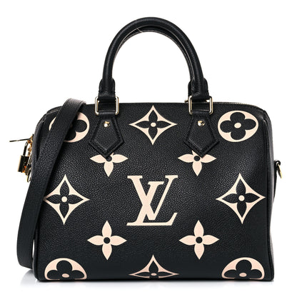 Louis Vuitton Empreinte Monogram Giant Speedy Bandouliere 25 Black Beige 1 of 8