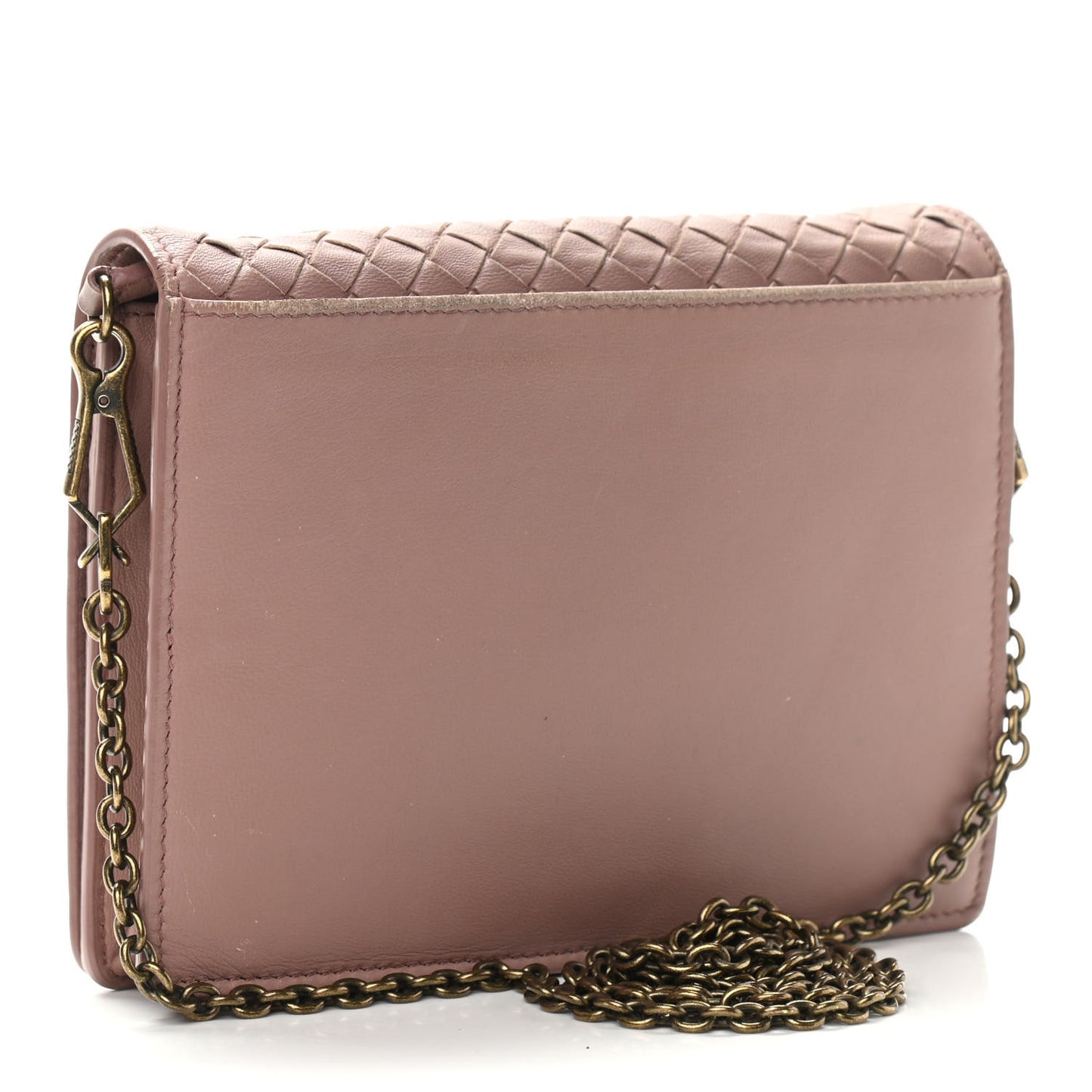 Nappa Intrecciato Chain Wallet Deco Rose