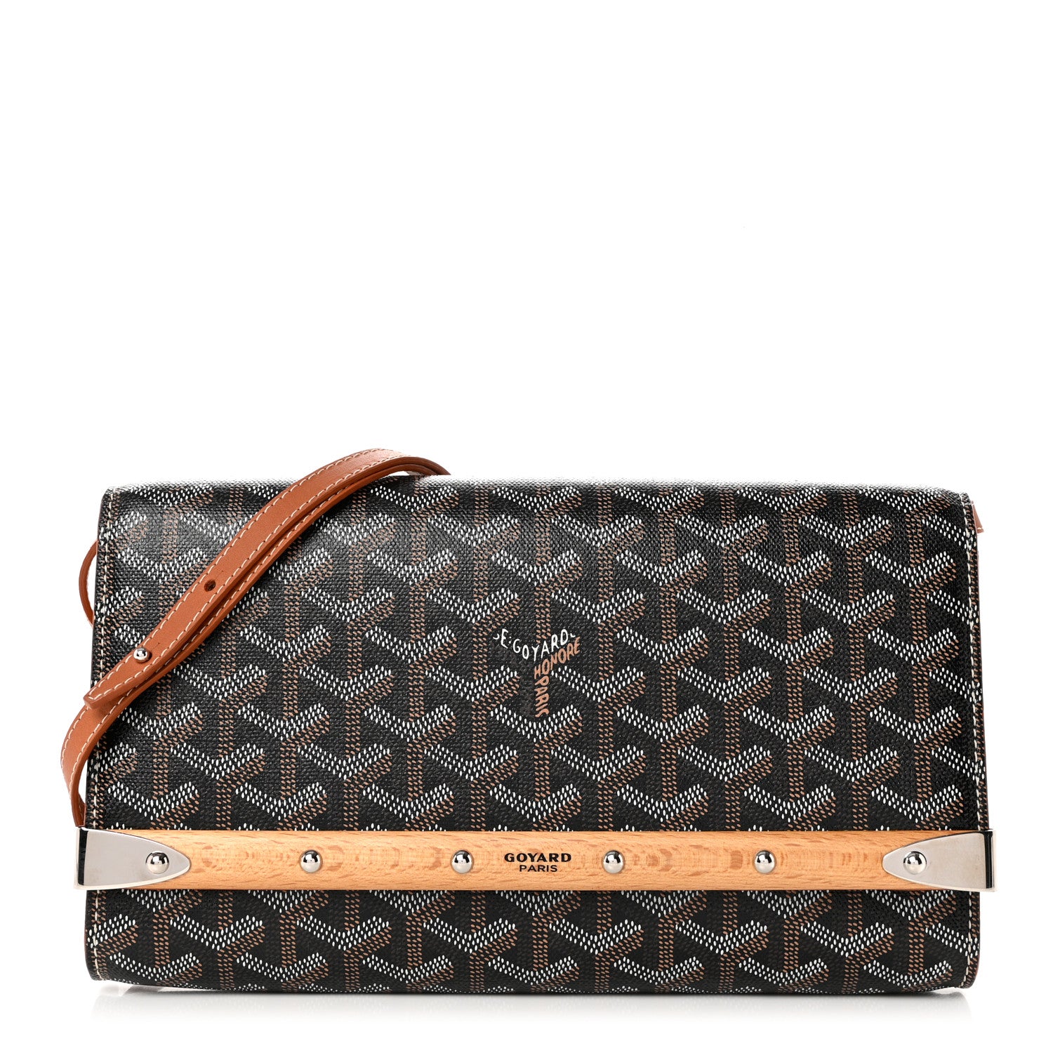 Goyard Goyardine Monte Carlo Bois Clutch With Strap Black Gold 1 of 7