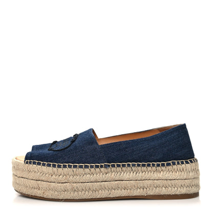 Prada Denim Logo Espadrille Loafers 39.5 Blue 1 of 9