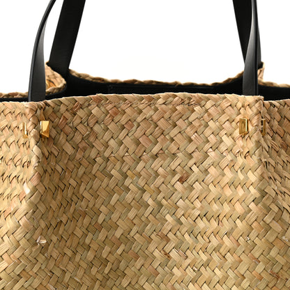 Valentino Garavani Raffia Large Vlogo Escape Shopper Natural Black Rouge 9 of 11